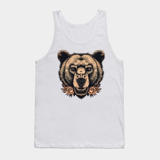 Vintage Grizzly Bear Head Tattoo Tank Top